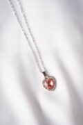 Pink Crystal Heart Halo Necklace