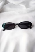 Glossy Black Oval Sunglasses