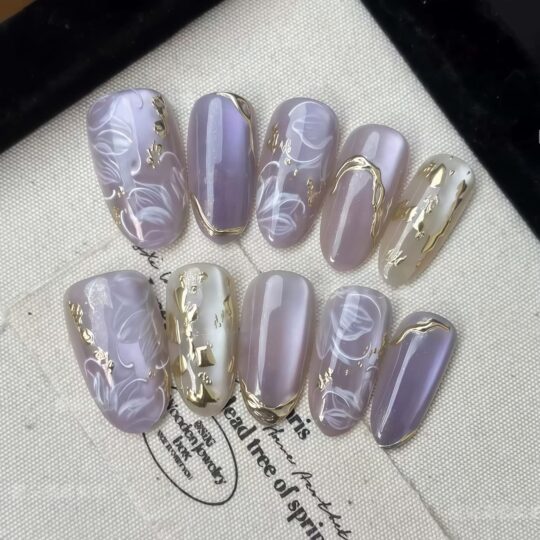 Lavender Quartz & Gold Foil Press-Ons